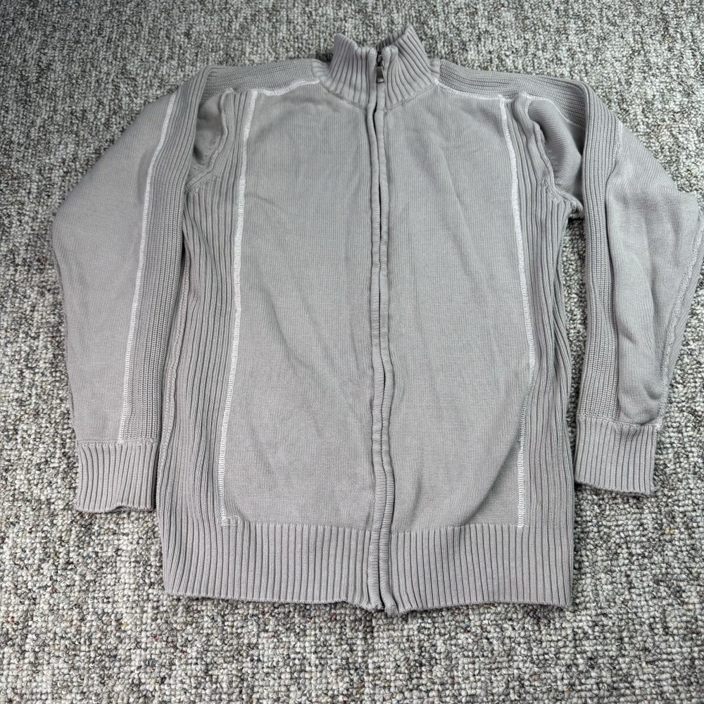 BKE Buckle Sweater Mens Medium Standard Fit Full Zip Knit Gray